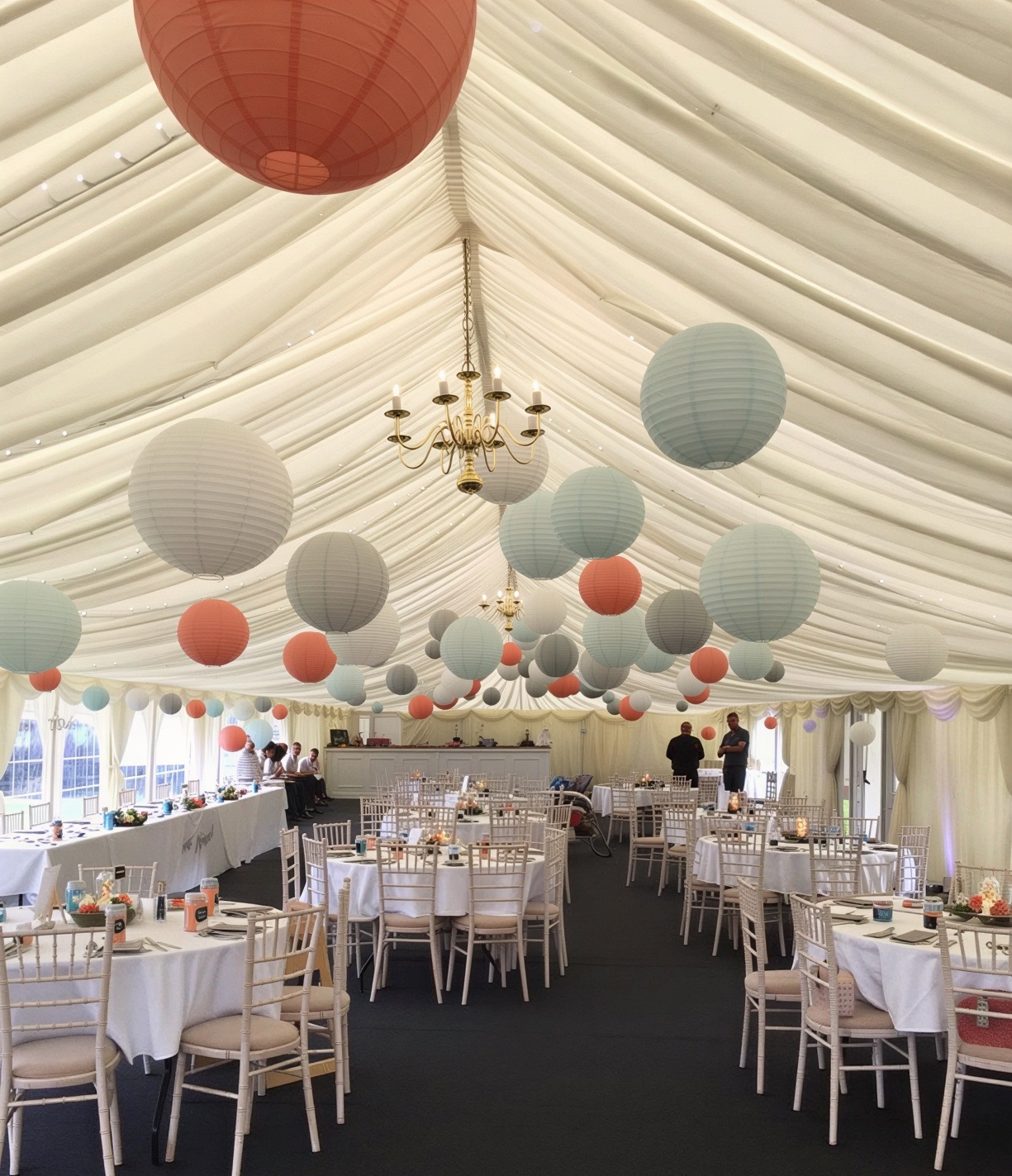 Marquee interior with linings and lighting